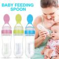 Baby Silicone Squeeze Feeding Spoon, Baby Silicone Feeding Bottle Spoon Baby Food Feeder  for Infant Dispensing and Feeding.. 