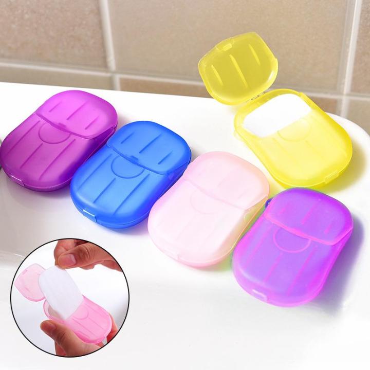 20pcs Portable Disposable Soap Paper Mini Portable Travel Soap Paper Sheets Hand Washing Bath Toiletry Paper Soap for Outdoor, Camping Hiking