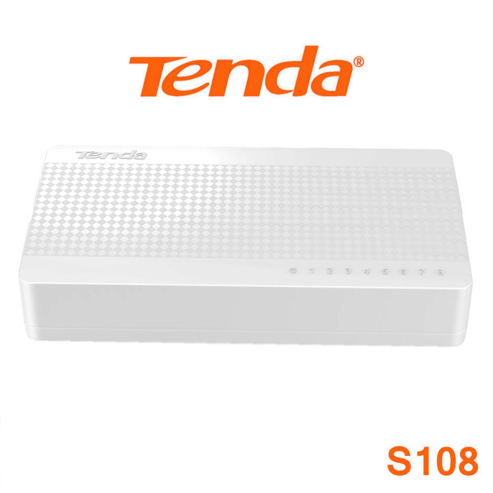 Tenda S-108 8 Port 10/100 Mbps Fast Ethernet Switch | Desktop Ethernet Splitter | Ethernet Hub | Plug & Play | Fanless Quiet | Desktop Design | Green Technology