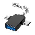 Mobile OTG Type C OTG Dual mode OTG 2in1 OTG Type C and Micro USB OTG 2 In 1 Type C Micro USB 3.0 OTG Adapter Converter for Samsung Xiaomi Infinix Oppo RealMe OnePlus Techno Huawei Vivo Nokia Sony Android Phone Tablet U Disk Card Reader USBC with Key Chai. 