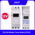 THC15A Weekly Timer Switch DC 12V | Digital Programmable Time Switch | Automatic On/Off Control | LCD Display | 16 ON/OFF Settings | Energy Saving. 