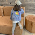 Girls' Jean Jacket Spring and Autumn Korean Style Kids' Jacket2022New Western Style Top Smiling Face Middle And Big Children Little Girl. 