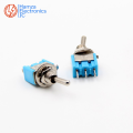 2/5 Piece P55 Mini toggle switch ON Blue rocker switch 2 position 3 pins 2 way lever switch 6mm Long Flat handle 2A/250V 6A/125V. 