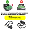 USB to SATA/IDE Converter, Cable, Adapter with 12V Power Supply - Connect All SATA/IDE Hard Drives. 