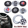 new Black Ignition Start Button Sticker For BMW Mini R53 R55 R56 R57 R58 R60 R61 (Black   Grey UK Flag). 