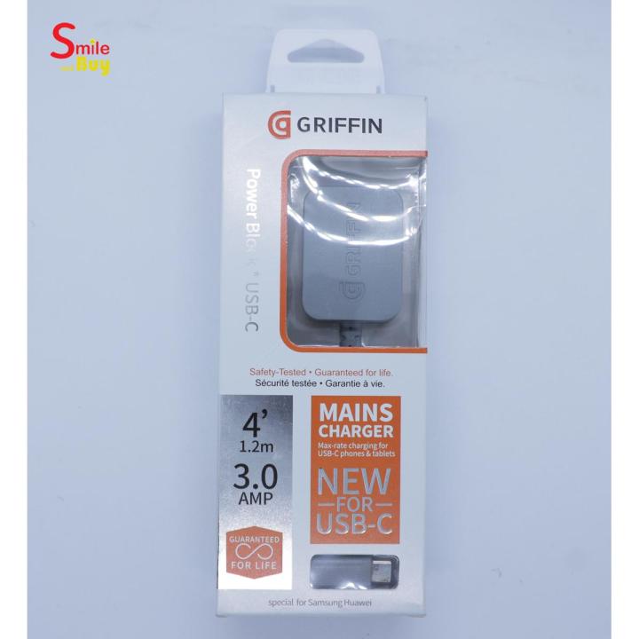 Griffin Fast Charger Type C with long wire 1.2m charge on 15watt/3AMP