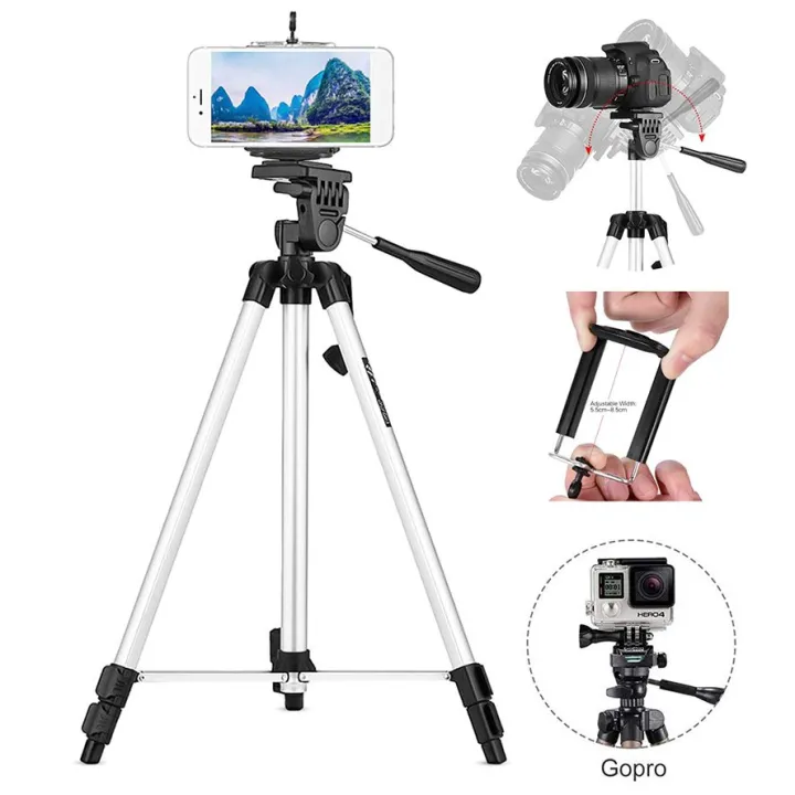 Energy%20-%20ENRG%20Aluminium%20Tripod%20Stand%20Adjustable%20Portable%204.5%20Feet%20With%20Carry%20Case%20and%20Mobile%20Phone%20Holder%20Silver%20-%20Image%203