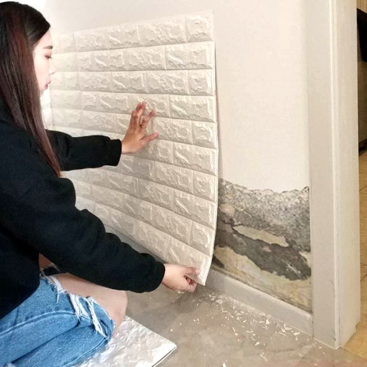 3D Brick Stone Wall Sticker Self-Adhesive Foam Wallpaper Panels Room Decal 70*77cm