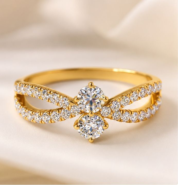 Elegant Double Stone Zircon Ring for Women | Elegant Luxury Ring | Stylish Ladies Jewelry