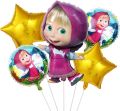 Masha And The Bear Foil Balloons Set - 28 inch - Masha And The Bear Birthday Theme - Pink - Girls - Pack Of 5 Masha And The Bear Balloons. 