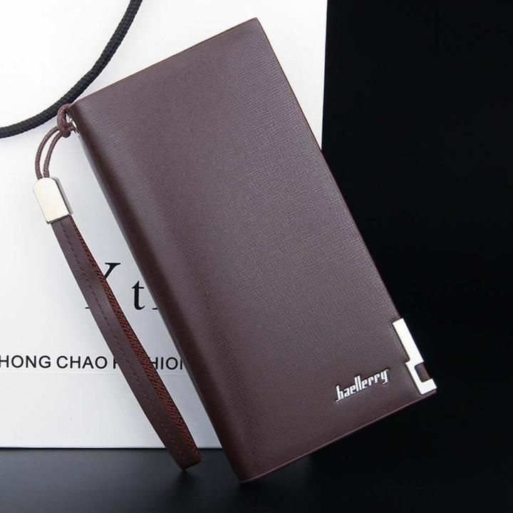 New Luxury Business Bifold Men's Leather Wallet With Zipper Pocket for Mobile and ATM Card Holder Slots Multifunctional Purse For Man Clutch Bag in Black and Brown