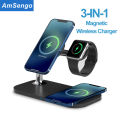 15W Fast Magnetic Wireless Chargers 3 in 1 Stand for iPhone 13 12Pro/Apple Watch 7 6 for Airpods Pro 3 Wireless Charging Station. 
