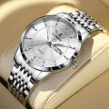LANMSOM Men's Waterproof Watches, Casual Business Calendar Quartz Watches With Steel Strap. 