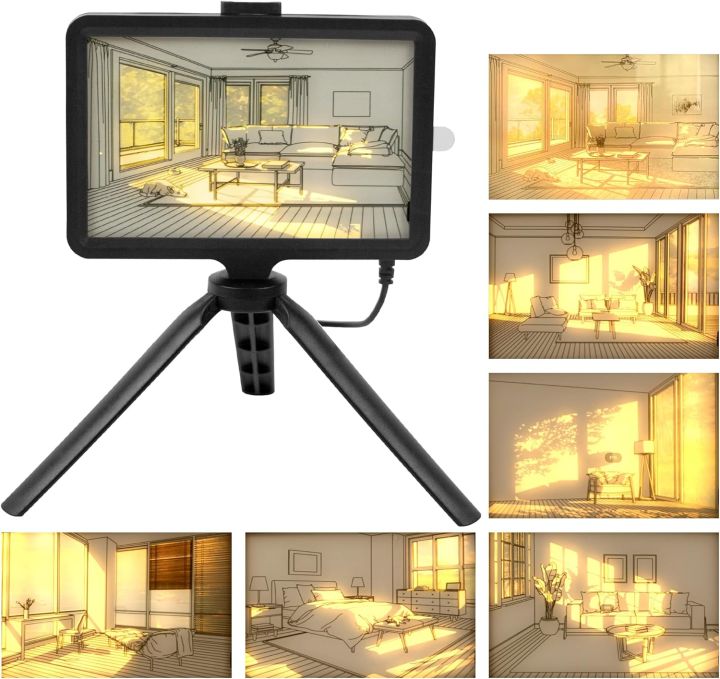 LED Lighting Painting Desk Lamp -  3 Modes Adjustable LED Luminous Photo Frame, Mesmerizing Light and Shadow Art for Creative Fashion Wall Table Decor