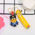 【Happier】 Anime Doll Yellow Man Cartoon Doll Keychain Cute Men And Women Bag Ornaments Creative Small Gift Keyring Car Accessories. 
