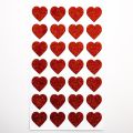 Pack of 30  Red Glitter Love Heart Stickers - - Craft Stickers. 