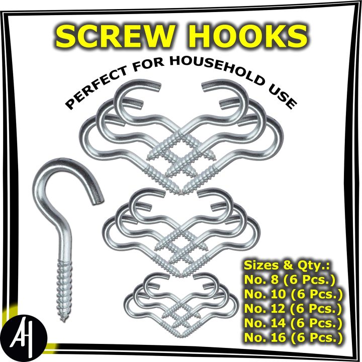 Screw Hooks (30 Pcs. - 5 Different Sizes)