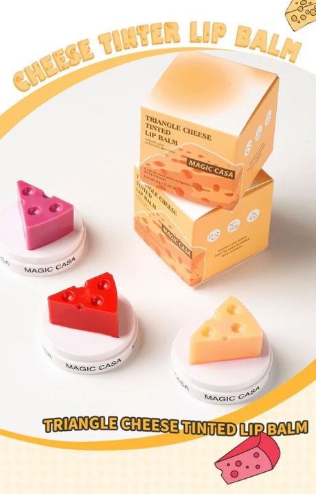 Cheese Shaped Lip Balm Temperature Control Color Change Moisturizing ...