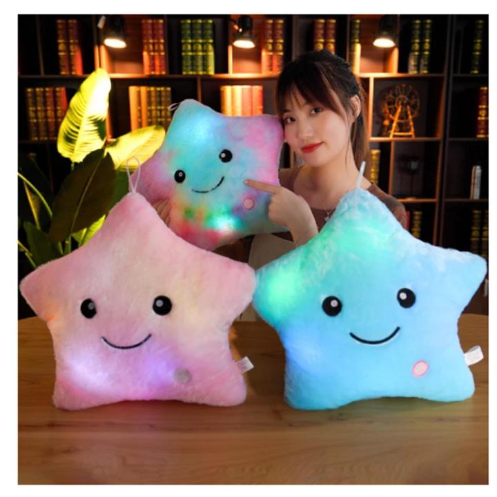 LED Star Pillow Furniture Glow Light Up Cushion Plush Toy Kids Gift Home Decor