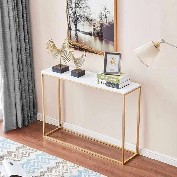 Saas Flow -- Console Table Console Table for Entryway Metal Golden Frame Modern Table Sturdy Sofa Side Table Console Hallway Foyer Table, customization