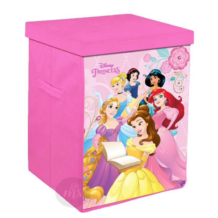 Disney Princess Printed Foldable Storage Cubes Organizer Basket Bin Storage Boxes Storage Container with Handles for Travel Moving Toy Storage Box With Lid