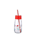 Milk Bottle with Plastic Lid and Straw. 