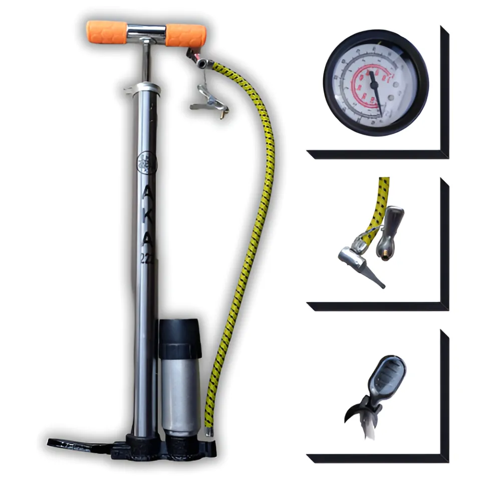 Road Bike Bicycle Hand Floor Air Pump Heavy Duty Stainless Steel Cycle Air Pump with air pump with pressure gauge for Bicycle Tyre Car Bike Motorcycle Daraz.pk