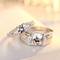 Pair of Adjustable Engagement Couple Rings set With Box for Girls and Boys Silver Diamond Cuple Rings Pair resizable. 