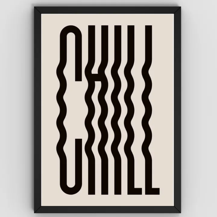 Aesthetic CHILL Quote Poster with Zig Zag Pattern | Modern Minimal Wall ...