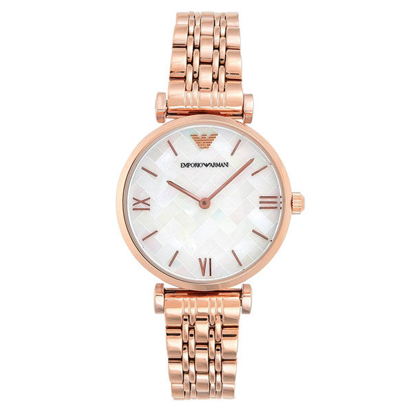 Emporio Armani Rose gold Stainless Steel Mother Of Pearl Dial Quartz Watch for Ladies AR11110