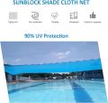 Blue Sun Shade Net , Shading rate (90% - 95%) High Quality with hooks on every 3 feet distance on sides and double stitched edge to edge borders with cotton nawar.. 