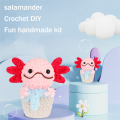 Crochet Kit DIY Salamander Crochet Kit with Knitting Yarn Needles Plush Doll Easy(Pink). 
