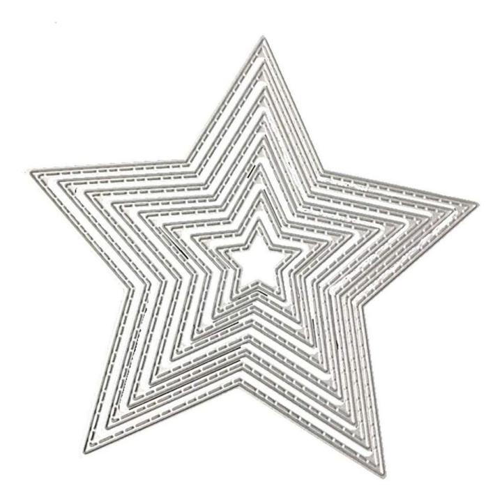 8pc Star Pentagram Shape Metal Cutting Dies Emed Stencil Art Craft Decor