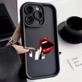 Girl Red Lips Matte Case For iPhone 11 12 13 14 Pro Max 15 Pro Max X XR XS Max 7 8 Plus SE 2020 Soft TPU Back Cover. 