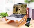 Wooden Laptop Stand, Adjustable Laptop stand,  Wooden Stand Mount Raiser for Laptop with Mobile Holder. 