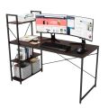 X-Base Computer Table with Smart Features - Wooden Study and Gaming Desk, Office and Home Workstation with Ample Shelf Space and Integrated Bookshelf and Tower Storage. 