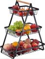 Kitchen Organizer/ Fruit Basket/ Vegetable Stand/ Kitchen Counter Rack In Black Color. 