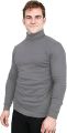 Utopia - Men T-Shirt Hi Neck Cotton Blend Interlock Long Sleeves T Shirt. 