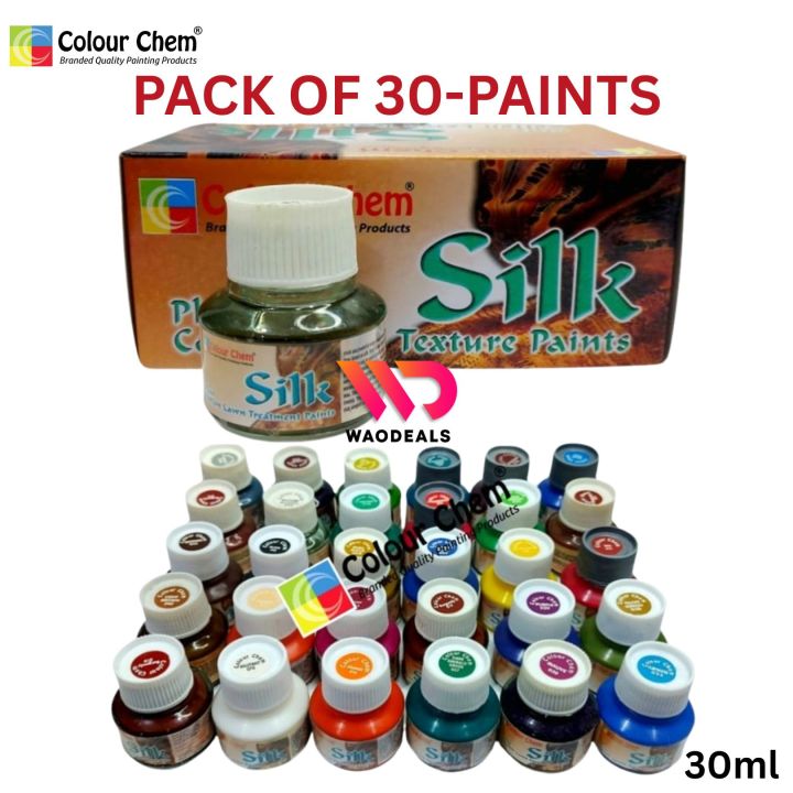 Colour Chem SILK Fabric Paints for Organza & Silk | Non-Toxic, Water-Based Textile Paints Set (06/12/18/24/30 Pcs)