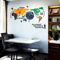 Vibrant World Map Wall Clock - Large 127cm DIY Wooden Art for Home and Office - GIft City. 