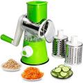 Manual Tabletop Drum Cheese Grater, 3 In 1 Rotary Shredder Slicer Grinder For Cucumber Nut Potato Carrot Cheese, Vegetable Salad Shooter. 