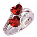 Top Trend Silver Created Red Ruby Heart Ring for Girls & Women. 