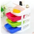 Plastic 3 Layers Mini Desktop Drawer Storage Box (Multicolour). 
