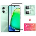 infinix Hot 50i Tempered Glass Full Coverage Glass Film For infinix Hot 50i 2 in 1 Screen Protector and Camera Lens Glass Protector. 