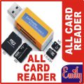 All Card Reader, Sd Card Reader, Memory Card Reader Multi Card Reader ALL IN 1 CARD READER All Cards Reader, Sd Card & Memory Cards Reader 4 in one Card Reader (SD Card, MS Card, T Flash Card, M2 Card) for Computer, Laptop, Mobile, DVR, LED TV, Camera, an. 