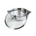 Stainless Steel Hot Pot 24cm Diameter with Glass Lid 3.1 Litre. 