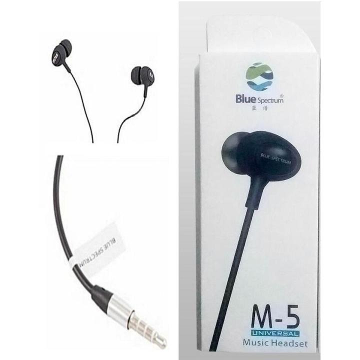 Original Blue Spectrum M5 / M-5 Handfree Stereo Earphones High Base HandFree EarPhone For All Mobile Phone