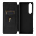 For Sony Xperia 1 III Carbon Fiber Texture Horizontal Flip TPU + PC + PU Leather Case with Card Slot. 