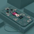 OPPO Reno 12F Reno12 F 5G Minnie Cartoon Mouse Case Shockproof Luxury Liquid Silicon Cover with Lanyard. 