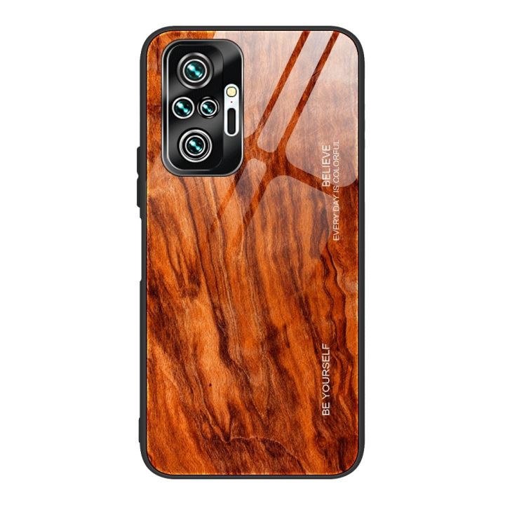 For Xiaomi Redmi Note 10 Pro / Pro Max Wood Grain Tempered Glass + TPU Shockproof Case(M02)